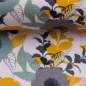 Preview: Baumwoll - Satin Martha Blumen weiß gelb mint hellgrau