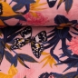 Preview: Jersey Jonne Blumen Hibiskus Blätter Schmetterling hellrosa gelb rosa schwarz weiß blau