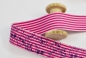 Preview: Wäschegummi 2 farbig Streifen Totenkopf rosa pink  40 mm