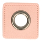 Preview: Ösenpatches rosa Kunstleder Quadrat Öse altnickel schwarz 11mm
