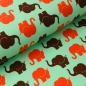 Preview: Baumwolljersey Elefant Elephant Parade Elefantenparade mint orange braun