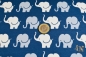 Preview: Sommersweat angeraut Elefantenparade blau hellblau weiß