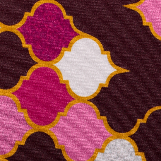 Viskose Jersey Bordüre In Love with Tiles by lycklig design bordeaux pink weiß
