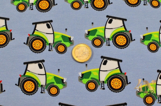 Jersey Trecker Traktor grün auf jeansblau