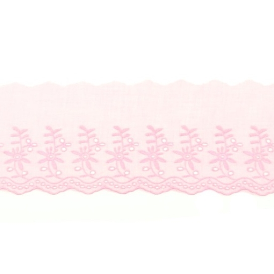 Broderie Baumwoll Spitzen Borte doppelte rosa 90 mm 31463