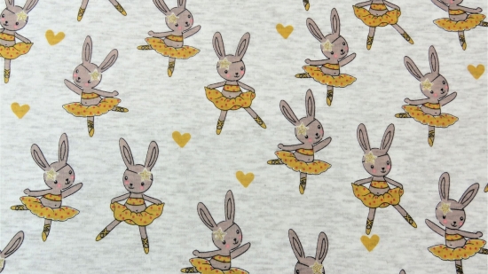 Alpenfleece - melange Glitter Dancing Rabbit - Glitzer tanzender Hase - gelb