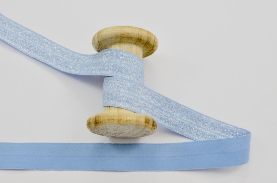 Elastisches Schrägband mit Glitzer hellblau 20mm
