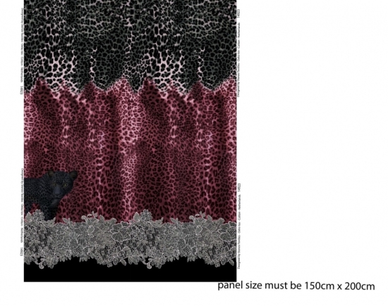 Jersey Panel - Leopard schwarz - bordeaux rot  2 m hoch x 1,5 m breit