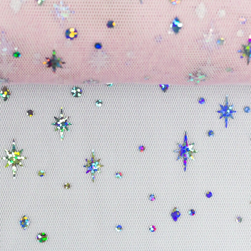 Tüll Elsa schillernden Sternen aus Hologrammfolie rosa