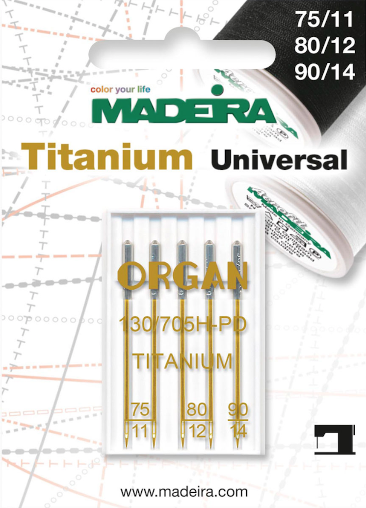 90/14 80/12 5 St Madeira Maschinensticknadel Universal Titanium 75/11 9459T 