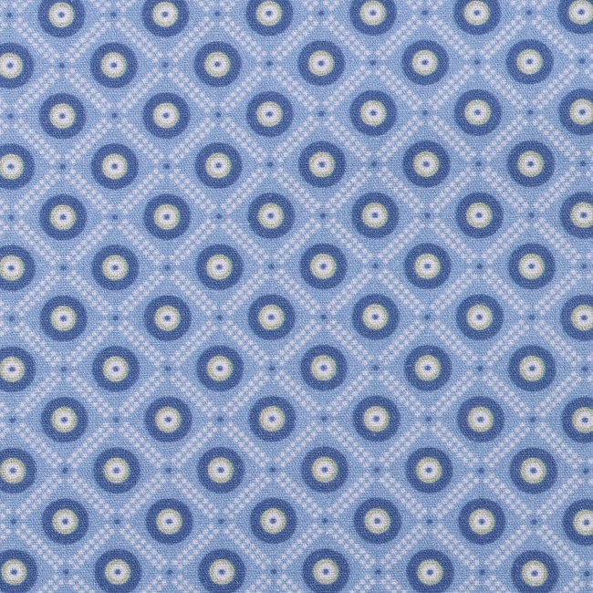 Baumwolle Webware Popeline Jasmin Kreise Quadrat hellblau rauchblau weiß Reststück 0.70 m