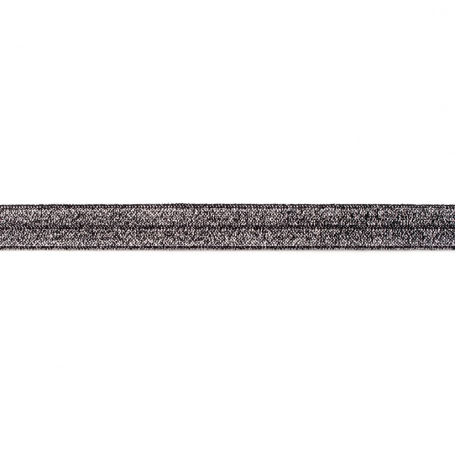 Elastisches Schrägband schwarz mit Glitzer 15mm