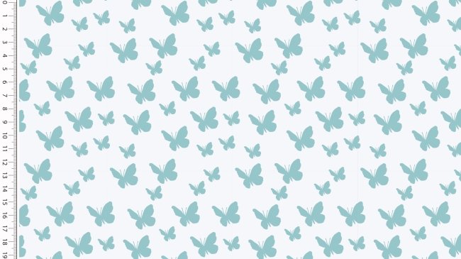 Jersey Digital Druck Butterfly Schmetterlinge weiß hellblau