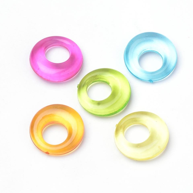 Transparente Acryl-Anhänger Donut gemischte Farben 10 Stk.
