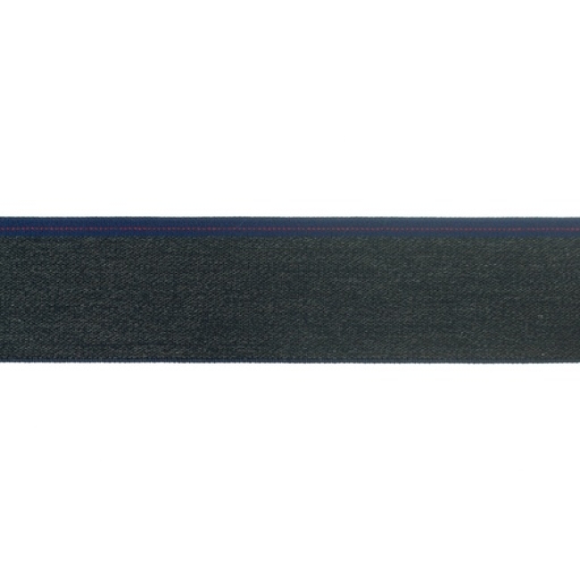 Gummi Jeans dunkelblau meliert mit blauem Rand 40 mm