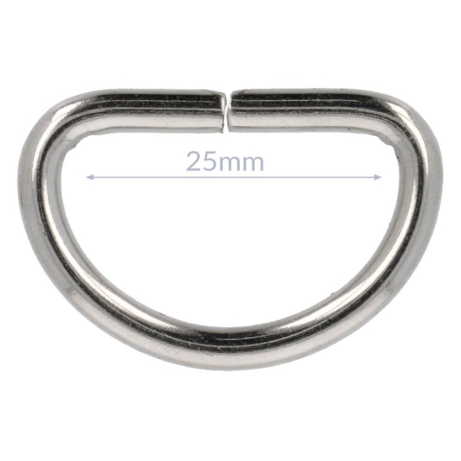 Metall D-Ring silber glänzend 25 mm -NI