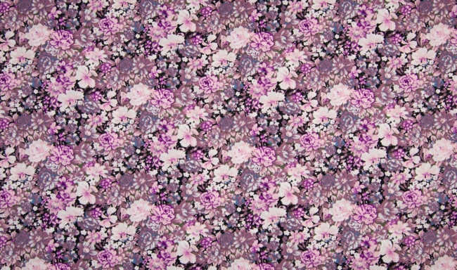 Baumwolle Webware viele Blumen rosa lila weiß