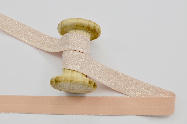 Elastisches Schrägband mit Glitzer lachs 20mm