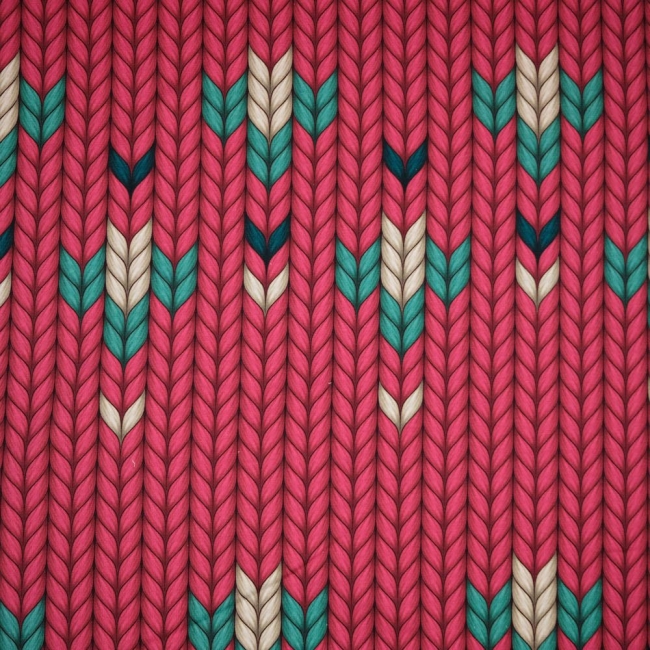 Bio- Sommersweat angeraut HHL Granny Made Plain Stitches Knit Knit pink/weiß/mint