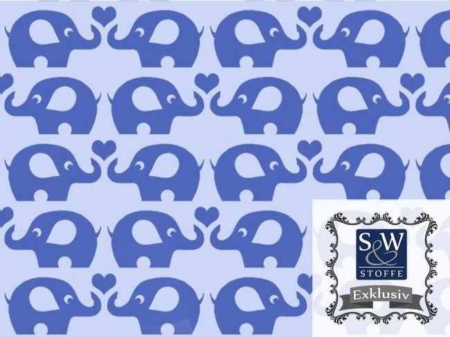 Baumwoll Jersey Druck Elefantenliebe by Janeas World blau hellblau
