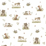 Jersey Digital sweet forest Blätter Fuchs Reh Hase Bär auf weiß 