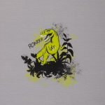 Jersey Panel Dinos T-Rex im Dschungel mit Kombistoff by Steinbeck schwarz kiwigrün hellgrau dunkelgrau