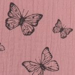 Musselin Jeron schwarze Schmetterlinge auf altrosa Farbnr. 435