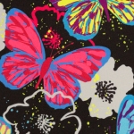 Softshell Fiete bunte Schmetterlinge auf schwarz Farbnr. 299