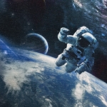 Jersey Sansa Digitaldruck Astronaut im Weltall Farbnr. 598