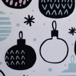 Baumwolle Webware Noel Merry Christmas Weihnachtskugeln im skandinavischen Stil weiß Farbnr. 011
