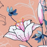 Softshell Fiete Blumen auf apricot Farbnr. 422