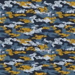 French Terry Sommersweat Army Camouflage dunkelblau hellblau senf