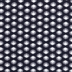 Baumwolle Webware Kiel dunkelblaue Muscheln auf weiß