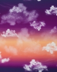 Modalsweat Cloud Sky by lycklig Design lila apricot Wolken Rapport ca. 70 cm Farbnr. 647 Farbnr. 422