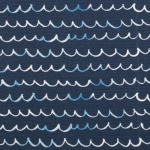 Jersey Ocean Kombi Wellen dunkelblau Reststück 1.10 m