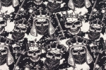 French Terry King of the skulls Totenköpfe mit Krone auf schwarz
