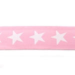 Elastik Gummiband mit gewebten weißen Stern auf rosa 40 mm