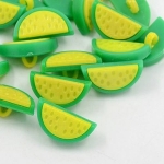 Knopf Wassermelone- gelb/grün - 1 - Loch - Öse 5er Set