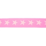 Gummiband  zweifarbig gewebter Stern beidseitig verwendbar rosa hellrosa 40 mm