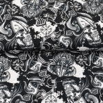 French Terry Druck Wickinger Viking Skulls Premium Collection schwarz weiß