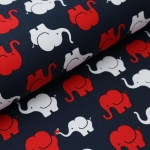 Baumwoll - Jersey - Elefant - Elephant - Parade - Elefantenparade - rot - dunkelblau