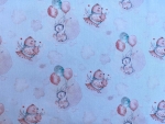 Baumwolle Webware Hase hängt am Luftballon auf mint rosa