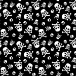 Baumwolle Webware Totenschädel mit Knochen schwarz weiß