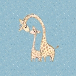 Sommersweat Panel Giraffen Mama und Kind Liebe 40 x 50 cm