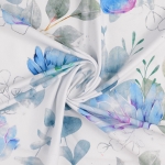 Jersey Digitaldruck Blume mit Eukalyptus mint weiß