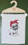 Jersey Panel Hundewelpe mit Kopftuch ecru 40 x 50cm