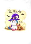 Sommersweat Halloween Einhorn mit Hut und  Kürbis bunt ecru 40 x 50 cm
