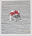 Jersey Panel Hund mit Kopftuch und Streifen ecru 40 x 50 cm