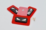 PU Leder Label Patch - Applikation - Ninja - Augen rot klein